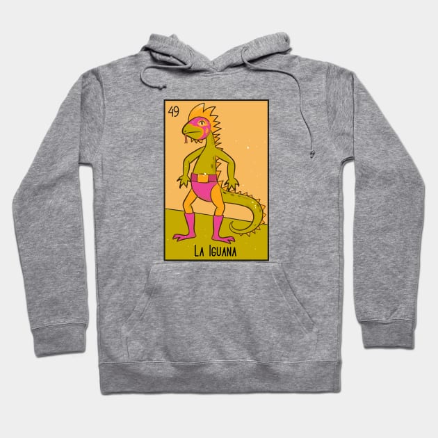 La Iguana // Mexican Luchador Loteria Card Hoodie by SLAG_Creative